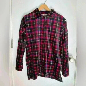 Russ a Liz Claiborne Company plaid velvet button up lightweight coat size M